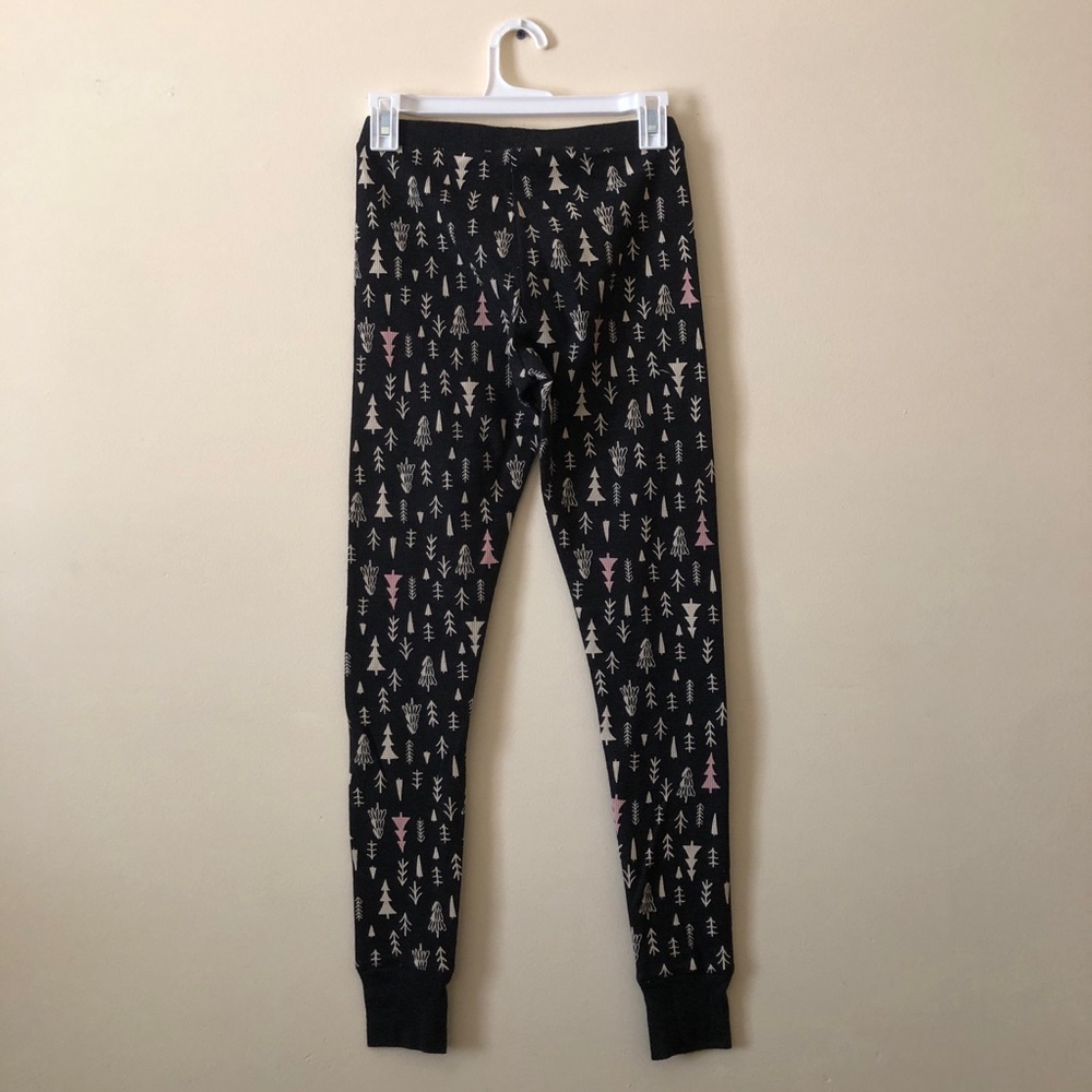 Old Navy Waffle Leggings Tree Print Cute Pajama Bottoms Black